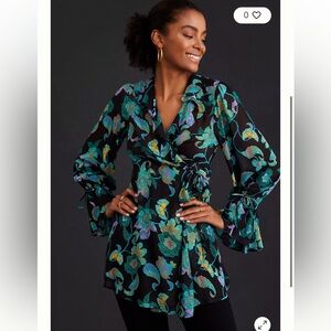 Anthropologie Sheer V-Neck Tunic